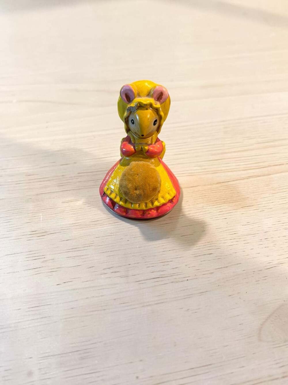 Vintage Ceramic Mouse Pincushion Figurine